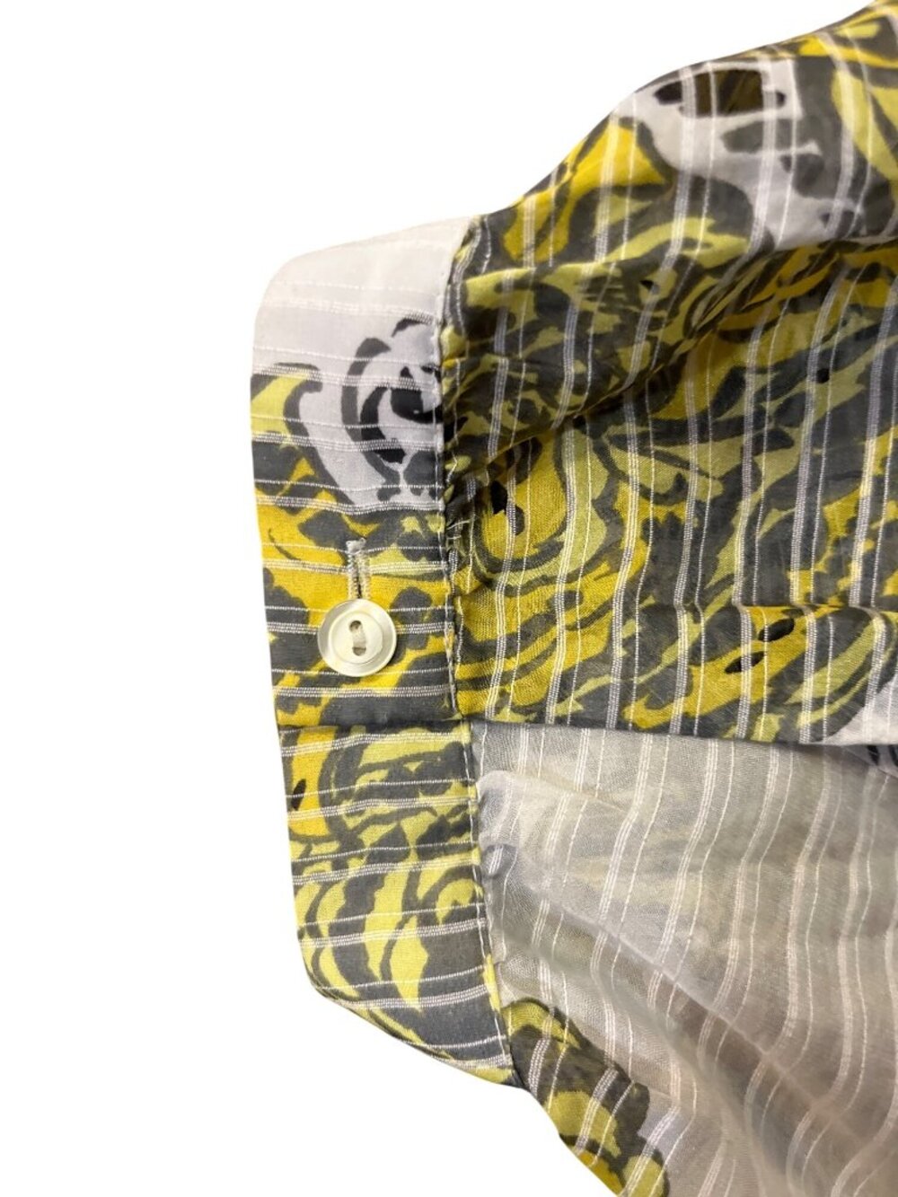 Ann Taylor Paisley Blouse Womens L Yellow Gray Sheer Used - Picture 15 of 15